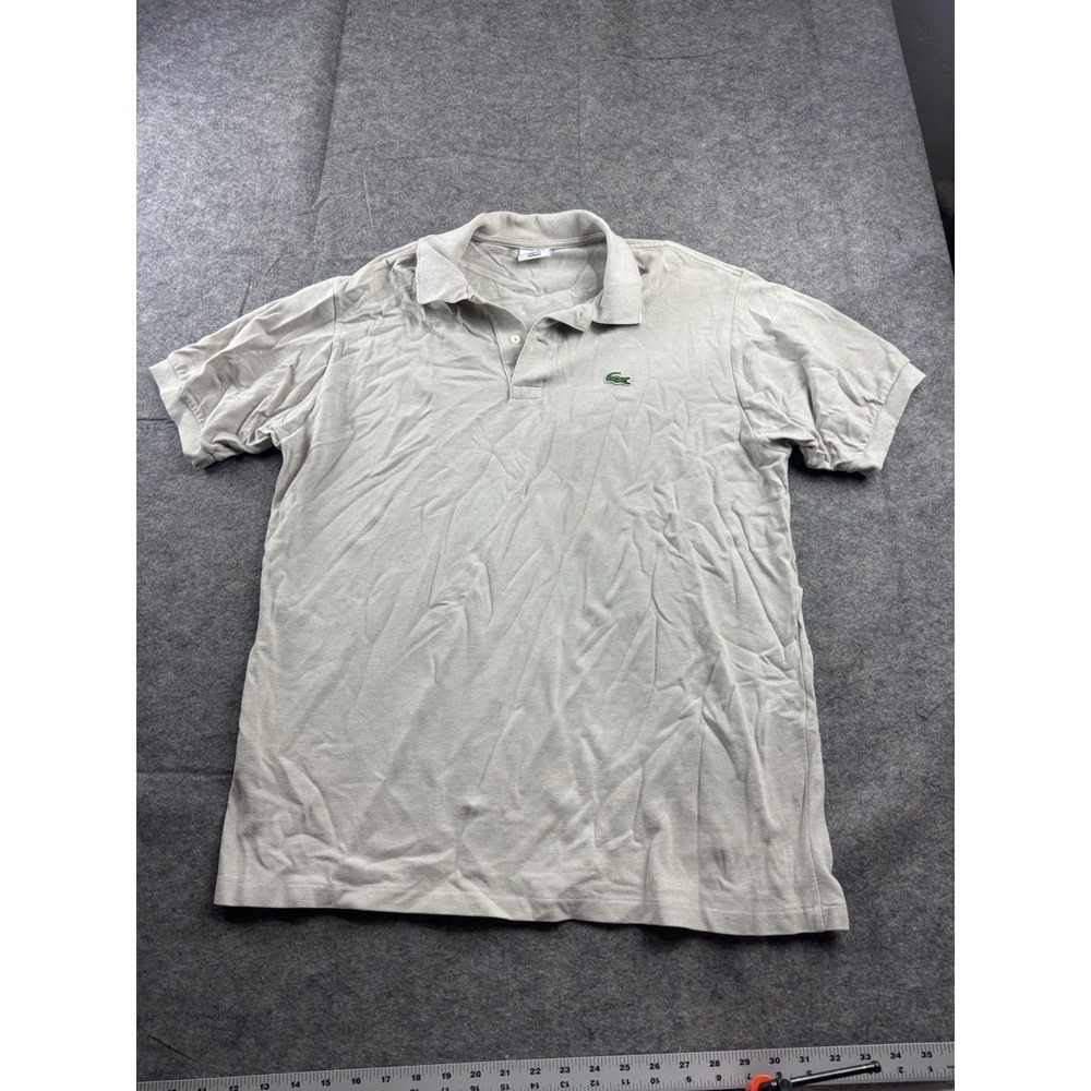 LACOSTE Crocodile Light Grey Pique Men's 6 US XL Polo Shirt Preppy Academic SEE